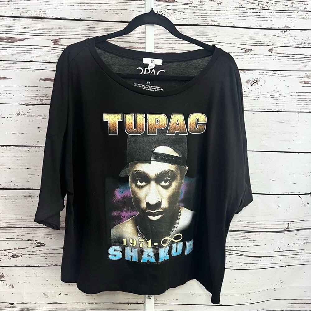 BP Black with Gold Lettering Graphic T-Shirt 2Pac Tupac Shakur XL
